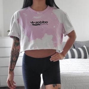 Custom Bleached Purple Adidas Crop Top